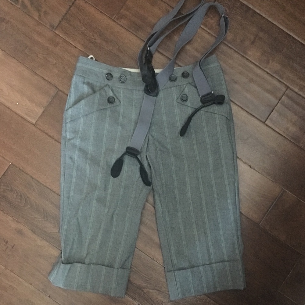 Anthropologie news boy shorts with suspenders